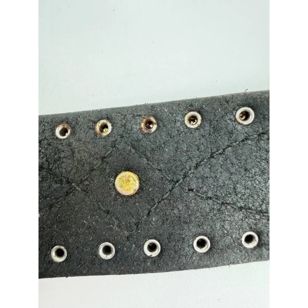 Rare 90s Gianni Versace Studded Leather Medusa Black belt 41 Inch
